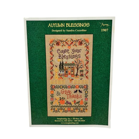 Autumn Blessings Cross Stitch Instruction Pamphlet #1907 Thanksgiving Fall - Picture 1 of 3